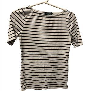 LAUREN, by Ralph Lauren, short sleeve, white and black shirt, size small